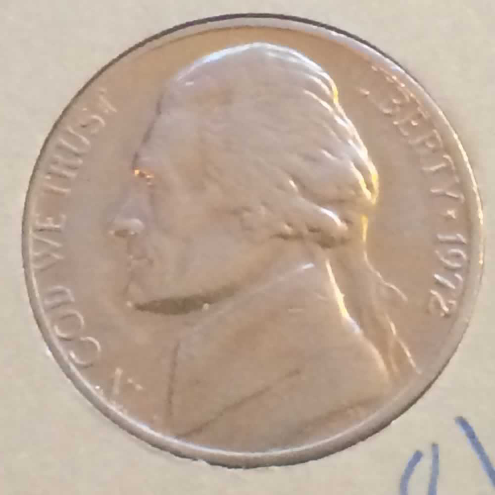 US 1972  Jefferson Nickel ( 5C ) - Obverse