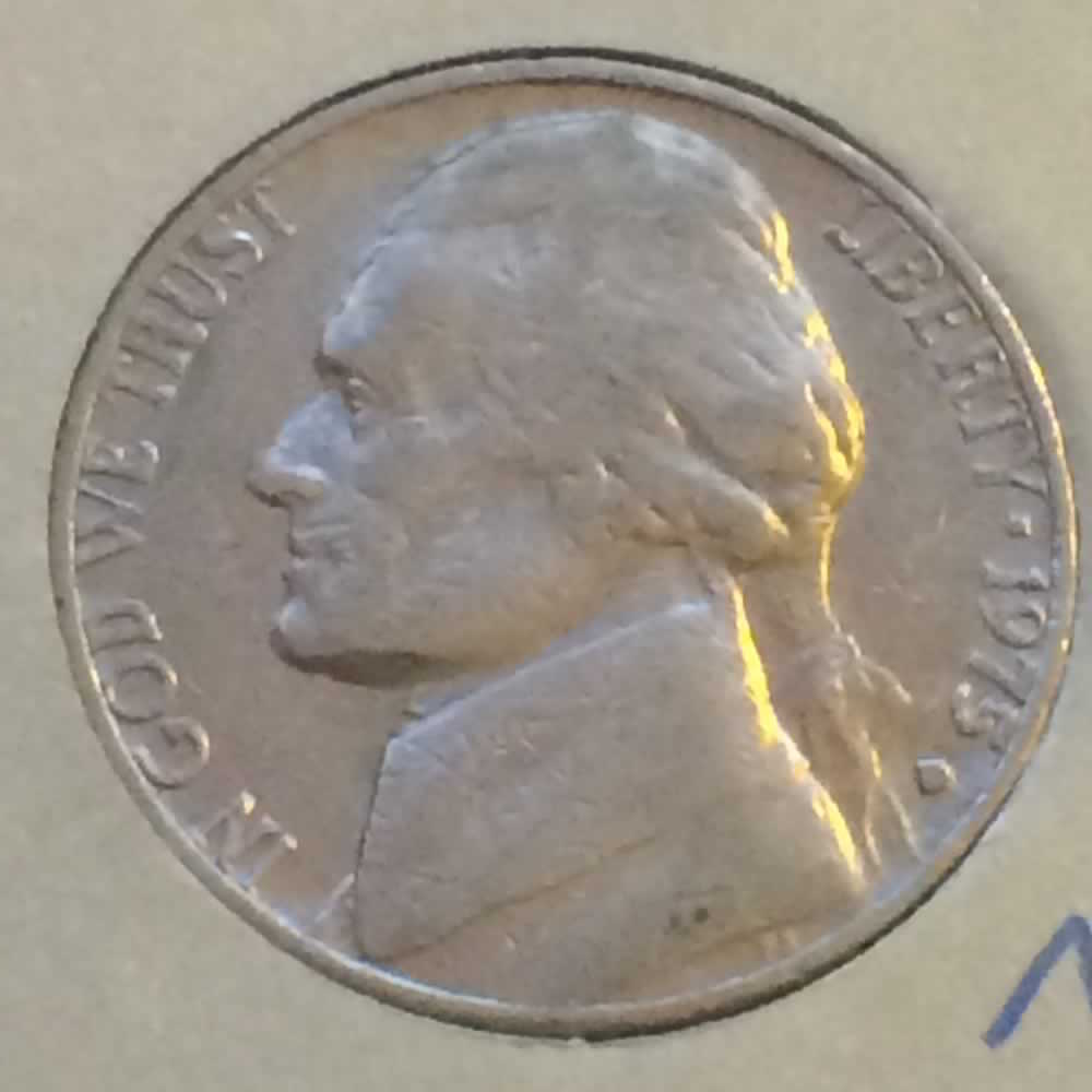 US 1975 D Jefferson Nickel ( 5C ) - Obverse