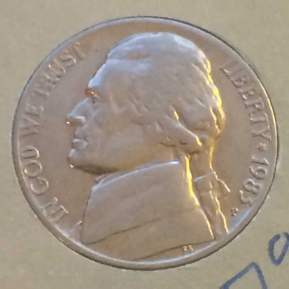 US 1983 P Jefferson Nickel ( 5C ) - Obverse