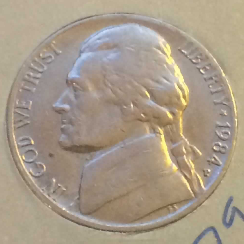US 1984 P Jefferson Nickel ( 5C ) - Obverse