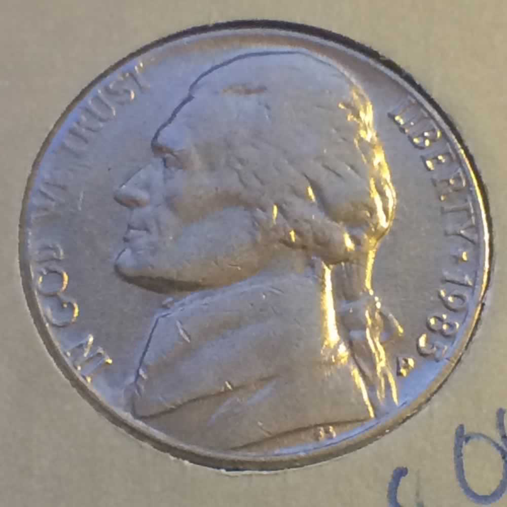 US 1985 P Jefferson Nickel ( 5C ) - Obverse