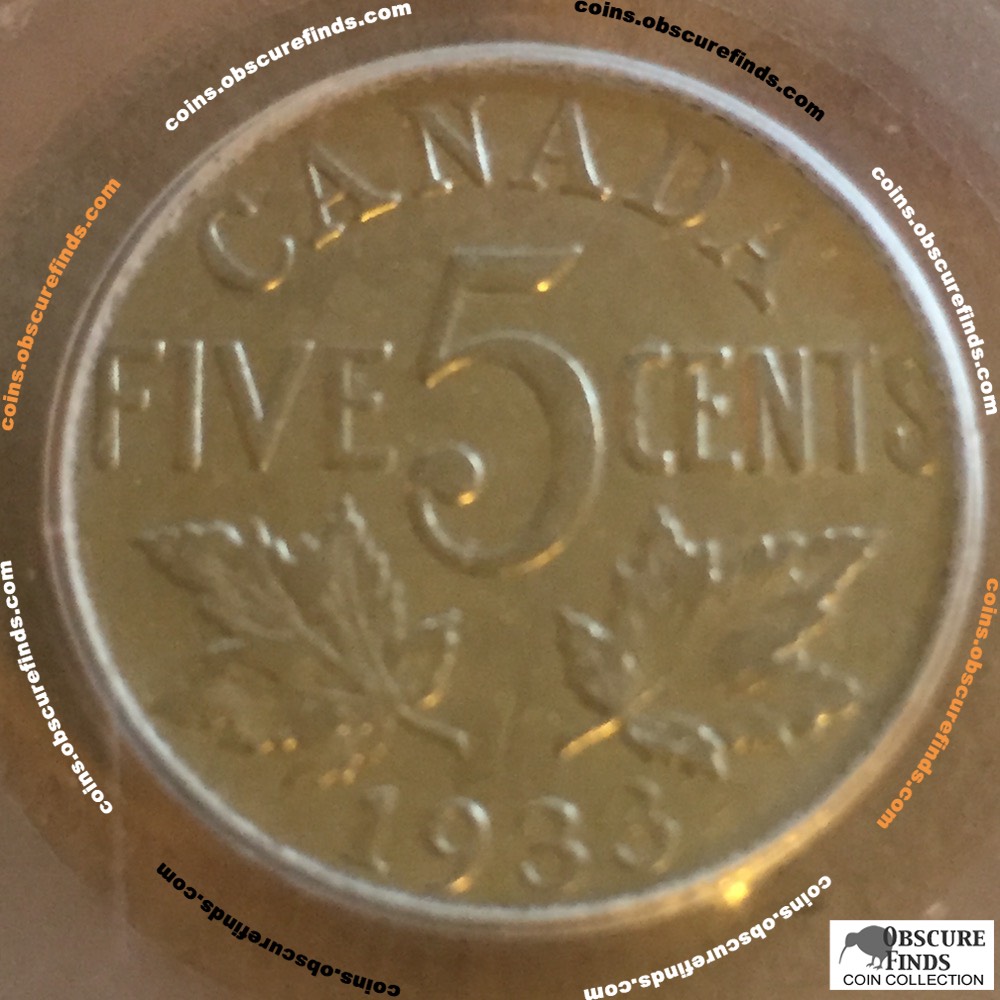 Canada 1933  PCGS Canadian Nickel ( C5C ) - Reverse