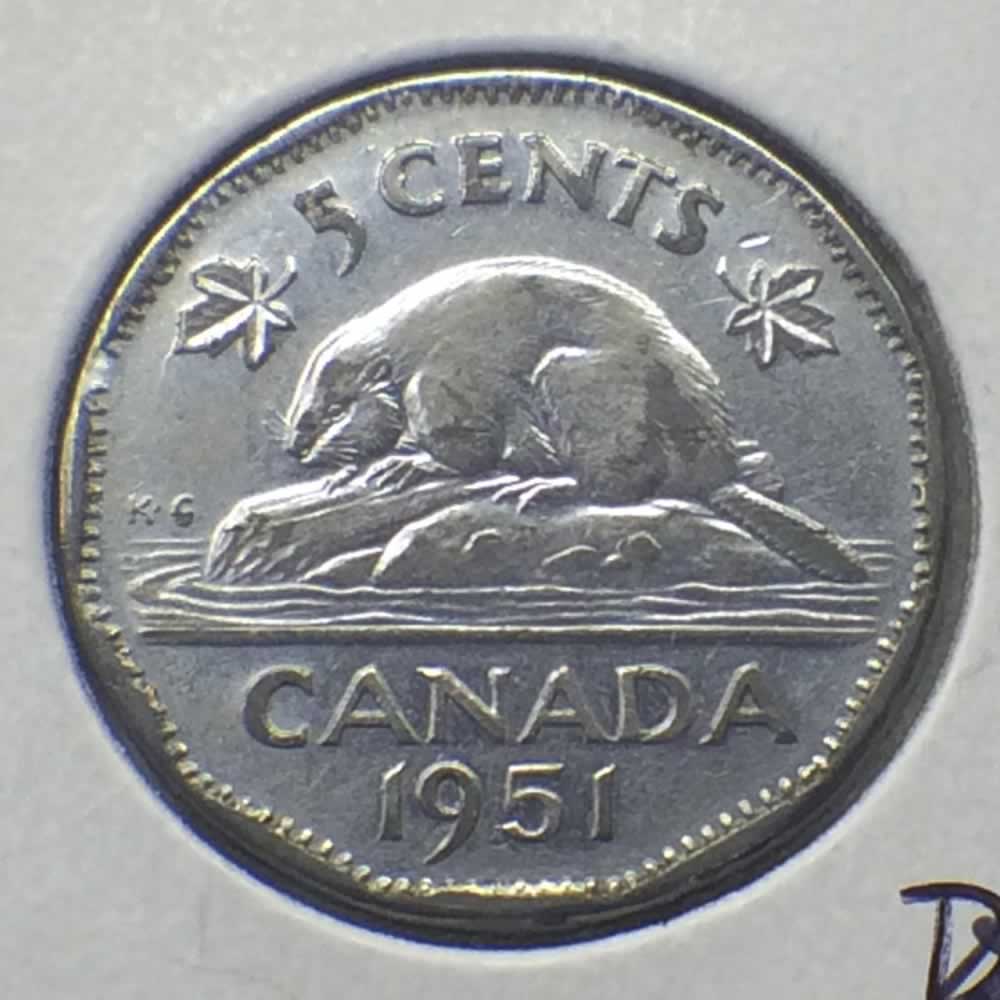 Canada 1951  Canadian 5 Cents - Low Relief ( C5C ) - Reverse