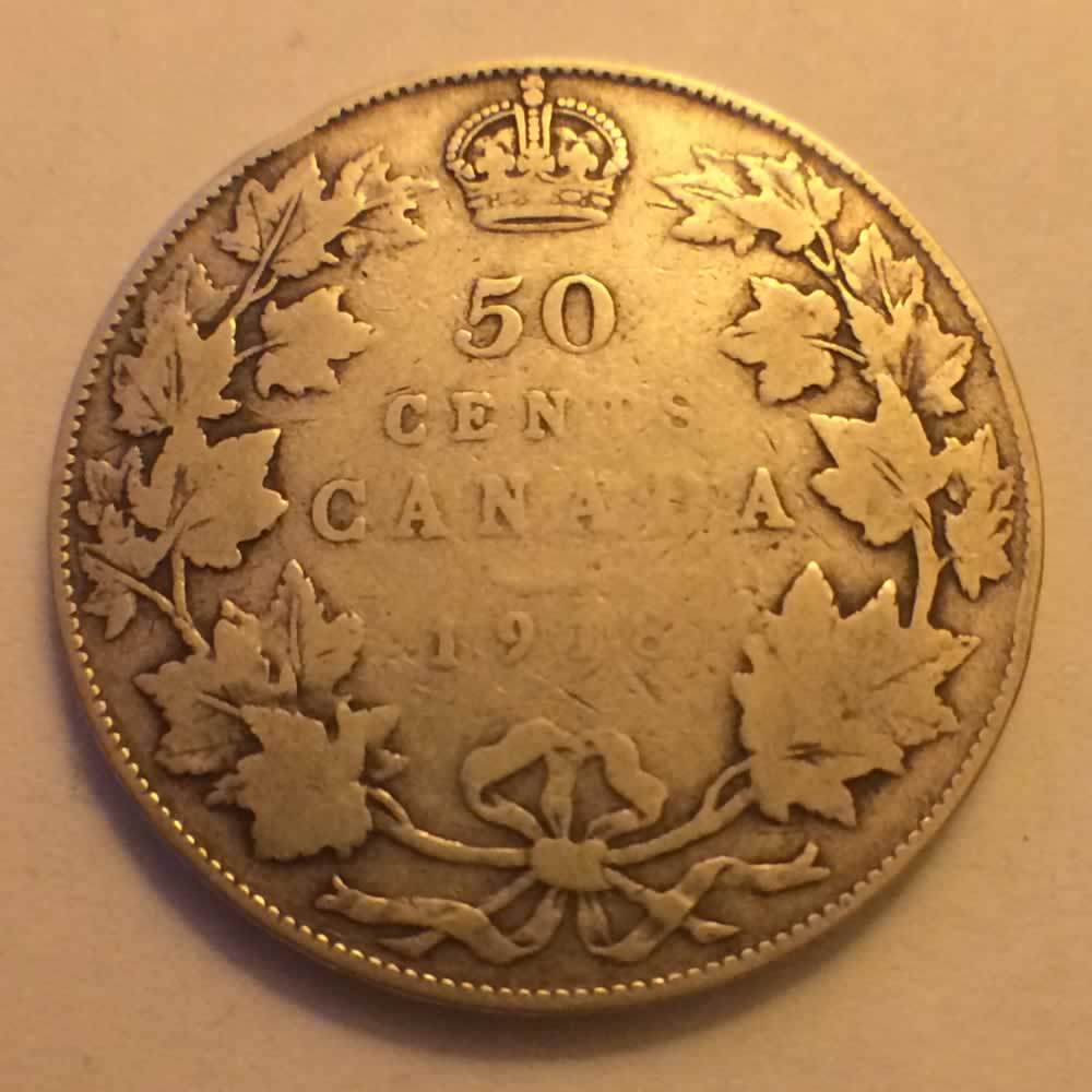 Canada 1918  Canadian Silver 50 Cents ( C50C ) - Reverse
