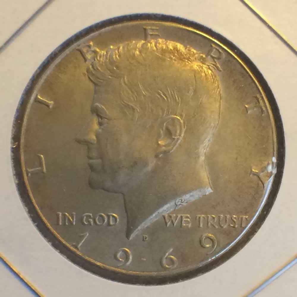 US 1969 D Kennedy Half Dollar ( 50C ) - Obverse