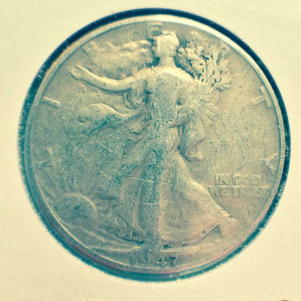 US 1947 D Walking Liberty half dollar ( S50C ) - Obverse