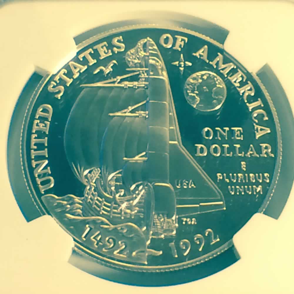 US 1992 P Columbus Silver Dollar ( S$1 ) - Reverse