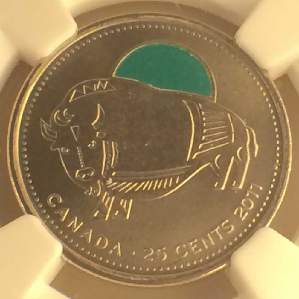 Canada 2011  Wood bison Quarter - Colorized ( C25C ) - Reverse