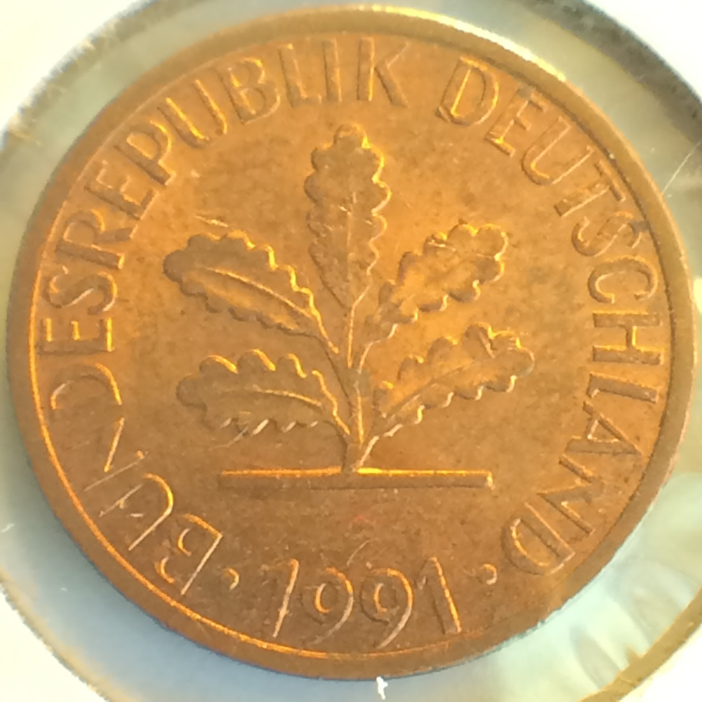 Germany 1991 G 1 Pfennig ( 1pf ) - Reverse