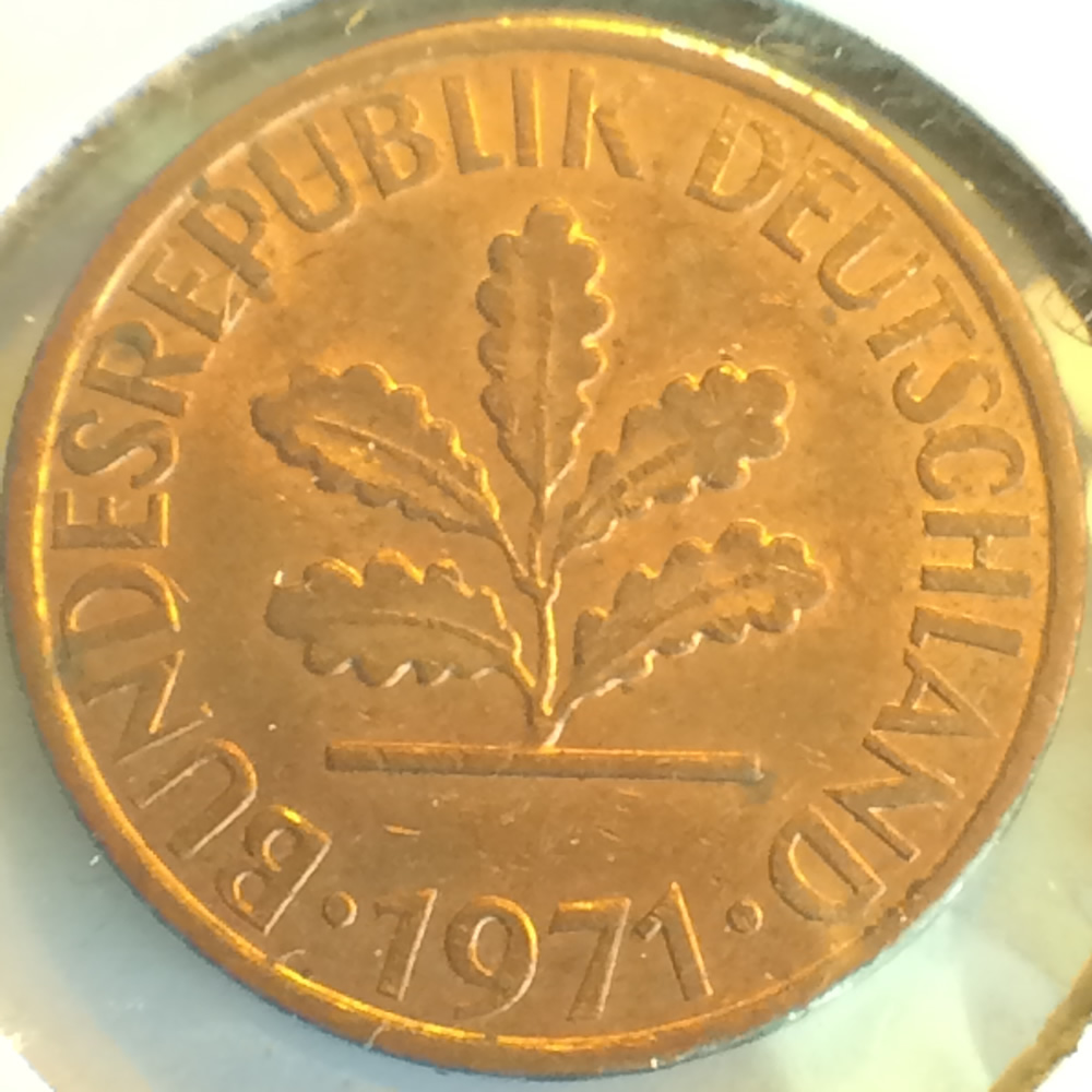 Germany 1971 J 1 Pfennig ( 1pf ) - Reverse