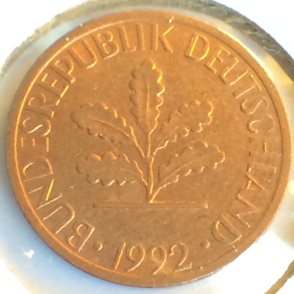Germany 1992 G 1 Pfennig ( 1pf ) - Reverse