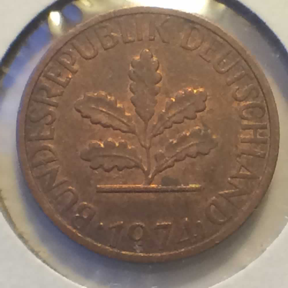 Germany 1974 J 1 pfennig ( 1pf ) - Reverse